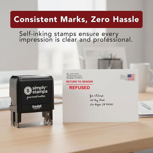Return to Sender Stamp Self-Inking – Refused, Red Ink Mail Return Stamp for Undeliverable or Unwanted Mail (Refused, Medium) in Saudi Arabia