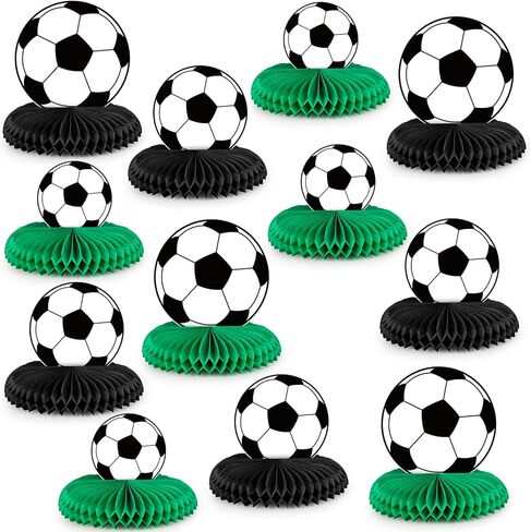12 Pcs Soccer Honeycomb Centerpieces Soccer Party Decorations Table Decorations for Boys Men Sports Themed Birthday Baby Shower Party Supplies in Kuwait