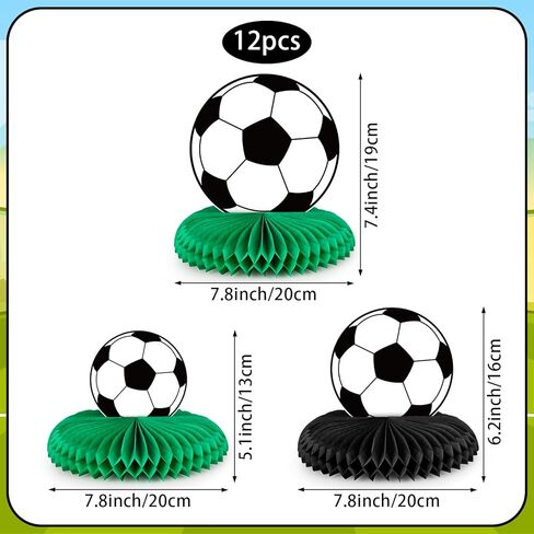 12 Pcs Soccer Honeycomb Centerpieces Soccer Party Decorations Table Decorations for Boys Men Sports Themed Birthday Baby Shower Party Supplies in Kuwait