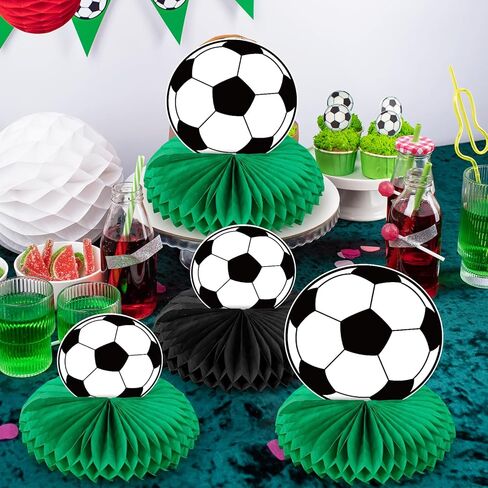 12 Pcs Soccer Honeycomb Centerpieces Soccer Party Decorations Table Decorations for Boys Men Sports Themed Birthday Baby Shower Party Supplies in Kuwait