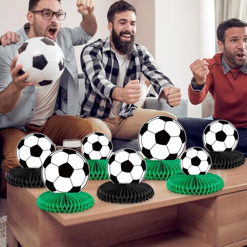 12 Pcs Soccer Honeycomb Centerpieces Soccer Party Decorations Table Decorations for Boys Men Sports Themed Birthday Baby Shower Party Supplies in Kuwait