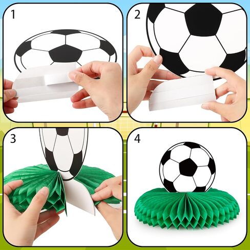 12 Pcs Soccer Honeycomb Centerpieces Soccer Party Decorations Table Decorations for Boys Men Sports Themed Birthday Baby Shower Party Supplies in Kuwait