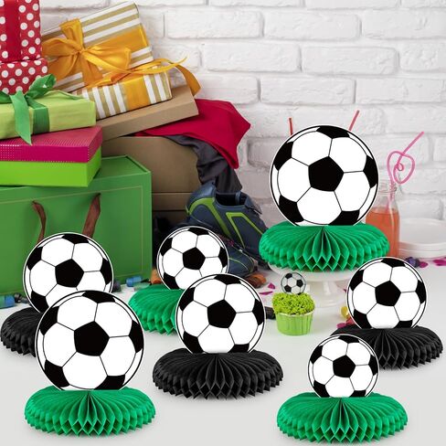 12 Pcs Soccer Honeycomb Centerpieces Soccer Party Decorations Table Decorations for Boys Men Sports Themed Birthday Baby Shower Party Supplies in Kuwait