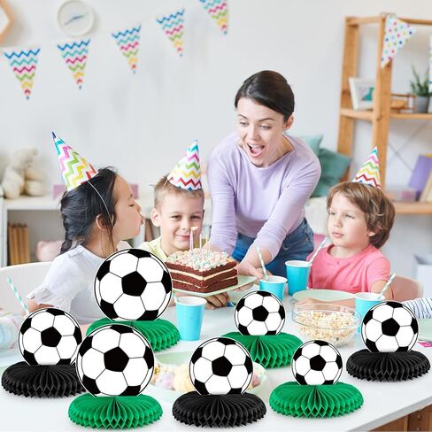 12 Pcs Soccer Honeycomb Centerpieces Soccer Party Decorations Table Decorations for Boys Men Sports Themed Birthday Baby Shower Party Supplies in Kuwait