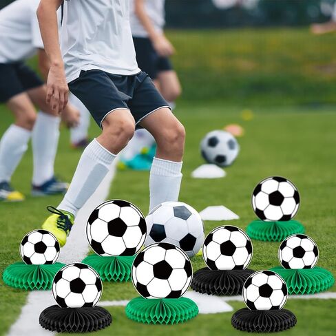 12 Pcs Soccer Honeycomb Centerpieces Soccer Party Decorations Table Decorations for Boys Men Sports Themed Birthday Baby Shower Party Supplies in Kuwait