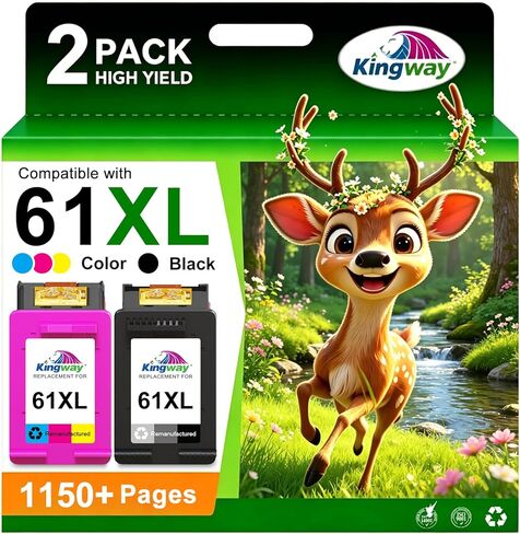 KINGWAY 61XL Ink Cartridge Black and Color Combo Pack Replacement for HP 61 61XL Printers Works with 4500 2540 5530 4630 4502 4501 4635 5535 2542 3050 2541 3510 Printers (2 Pack) in Saudi Arabia