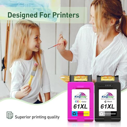 KINGWAY 61XL Ink Cartridge Black and Color Combo Pack Replacement for HP 61 61XL Printers Works with 4500 2540 5530 4630 4502 4501 4635 5535 2542 3050 2541 3510 Printers (2 Pack) in Saudi Arabia