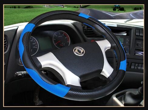 18 Inch Semi Truck Steering Wheel Cover - Carbon Fiber Pattern & Faux Leather, Anti-Slip Grip, Breathable Comfort for Long-Haul Drivers - Black Red in Kuwait