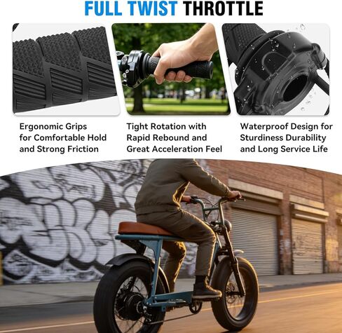 Full Twist Throttle Grips for Super 73 RX/R/S2/ZX, Throttle Grips Handlebar Assy, E-Bike Gas Throttle Turn Grip Accelerator Handle Twisting Acceleration for Super 73 in Saudi Arabia