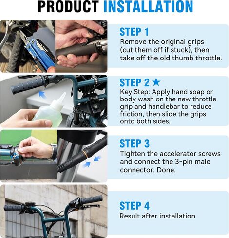 Full Twist Throttle Grips for Super 73 RX/R/S2/ZX, Throttle Grips Handlebar Assy, E-Bike Gas Throttle Turn Grip Accelerator Handle Twisting Acceleration for Super 73 in Saudi Arabia
