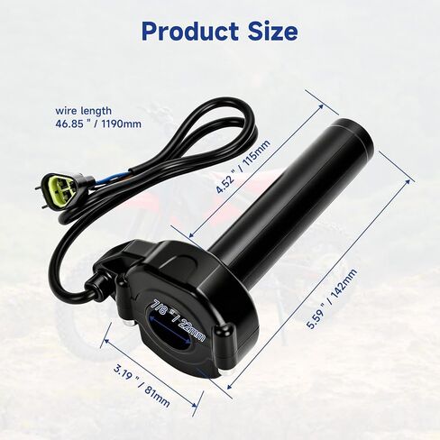 Electric Dirt Bike Throttle Replacement for Yozma In10 Valtinsu Strike Shadow SX, Full Twist Throttle Handle Grips for Yzma Yozama in 10 E Bike Electric Mini Dirt Bike Motorcycle 3 Pin Male in Saudi Arabia