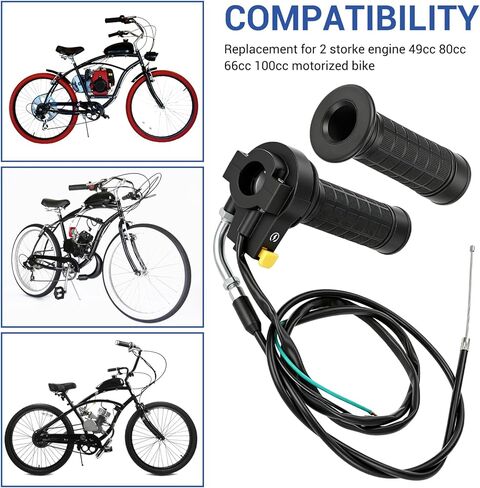 YOXUFA 2 السكتة الدماغية 50 "خنق كابل تويست مقبض خنق عدة استبدال للدراجة الآلية 80cc 49cc 100cc 50cc أجزاء دراجة المحرك مع 7/8" 22 مم المقود in Kuwait
