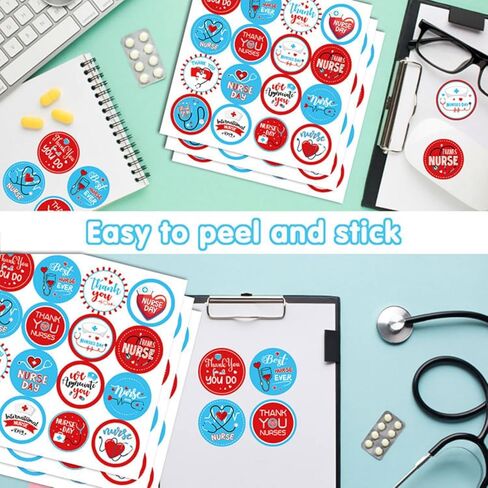 ملصقات أسبوع الممرضات من KYMY 160 قطعة، ملصقات دائرية لتقدير الممرضات، ملصقات حفلات تخرج الممرضات ويوم الممرضات من أجل هدايا الحفلات، وأختام المغلفات، وزجاجات المياه، وأجهزة الكمبيوتر المحمولة in Kuwait
