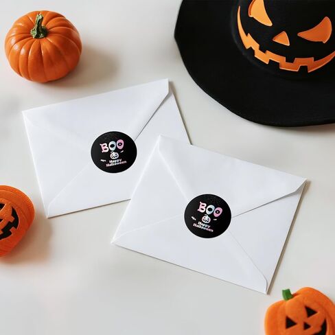 ملصقات Anwyll Happy Halloween - ملصقات هدايا الهالوين 60 قطعة مقاس 5 سم ملصق ختم على شكل ظرف الهالوين ذاتي اللصق بالليزر Boo Halloweens Bat Pumpkin ملصق لحقيبة المكافآت الجيدة لتزيين الحفلات in Kuwait