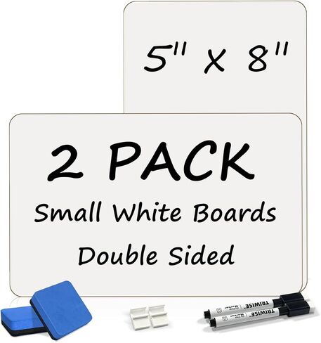 Portable Small White Board 5"x8" for Students, Personal Whiteboard Mini Lightweight Double Sided, Dry Erase Board for Kids Classroom, Individual Lapboards for Teaching with Eraser and Marker (24 Pack) in Saudi Arabia