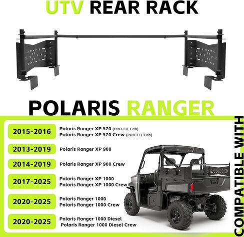 رف سرير لرف البضائع الخلفي متوافق مع 2013-2025 Polaris Ranger XP 570 900 1000 طاقم الديزل المطلي بمسحوق الصلب in Kuwait