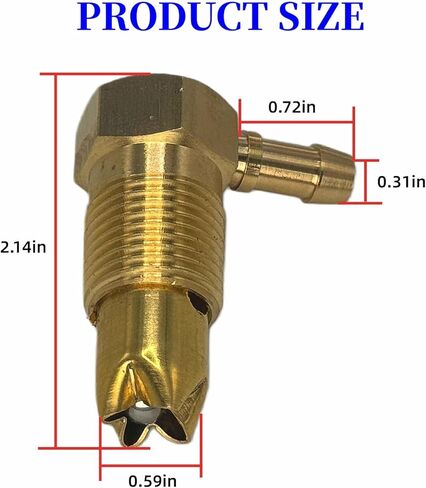 1/2" NPTF Fuel Check Valve Vent, Fuel Gas Tank Rollover Vent Valve Assembly, 5/16" ID Hose Threads Fuel Valve Only Apply to NPTF Thread in Kuwait