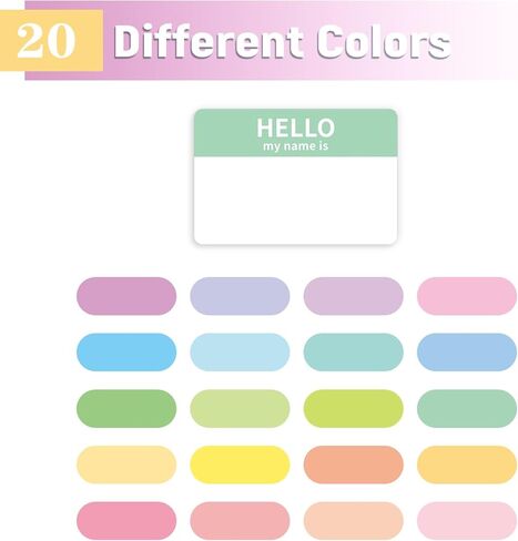 400 قطعة من ملصقات بطاقات الاسم، 3 بوصة × 2 بوصة، 20 لونًا Hello My Name is شارات تعريف الملصقات، ملصقات مخصصة سهلة التقشير واللصق علامات أسماء للمدرسة والمكتب والحفلات العائلية - لون فاتح in Kuwait