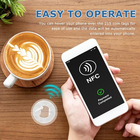 60 PCS NFC Tags Sticker with Tag215 Blank Chips Adhesive Labels, 25mm Rewritable Round NFC Chip for All NFC-Enabled Devices and Smartphones in Saudi Arabia
