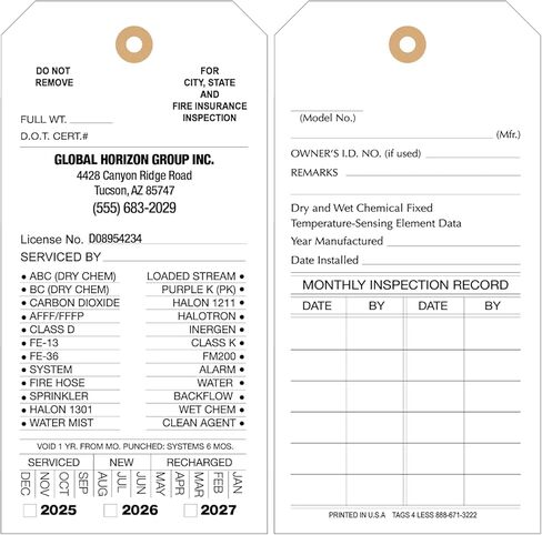 Tags 4 Less Custom Fire Extinguisher Tags – Preventative Maintenance Labels for Monthly Inspections, Alternative to Safety Sticker for Easy Record-Keeping – Pack of 100 (Light Blue, Vinyl Plastic) in Saudi Arabia