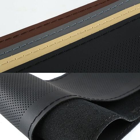 Cowhide Leather Car Steering Wheel Cover Big Trucks Big Buses, 17 1/4-18 Inch Universal Stitch On Wrap, DIY with Needle & Thread (Black Perforate, XXL) in Saudi Arabia