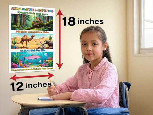 Animal Habitats and Adaptations Forests Deserts Oceans Educational 12x18 US Made Poster in Saudi Arabia