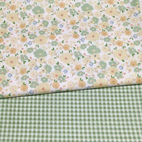 8 Pieces 10 x 10 in Cotton Twill Fabric, Spring Floral & Gingham Print Precut Patchwork Fabric, for DIY Quilting, Sewing & Home Decor in Kuwait