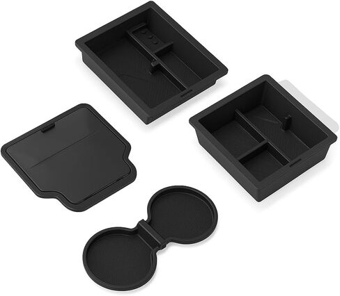 Center Console Organizer for Tesla Model Y Juniper (2025–2026) & Model 3 Highland (2024–2025) | Double-Layer Sliding Tray | Noise-Free | Premium 4-Piece Set in Kuwait