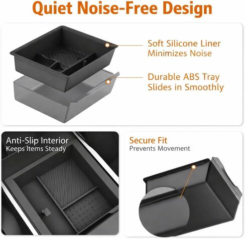 Center Console Organizer for Tesla Model Y Juniper (2025–2026) & Model 3 Highland (2024–2025) | Double-Layer Sliding Tray | Noise-Free | Premium 4-Piece Set in Kuwait