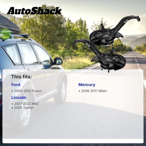 AutoShack Front Loaded Steering Knuckle and Wheel Hub Bearing Assembly - Passenger Side for Ford & Lincoln, Fusion 2006-2012 MKZ 2007-2012, AWD FWD L4 2.3L 2.5L V6 3.0L 3.5L - with ABS in Kuwait