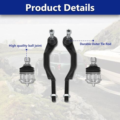 10 Pcs Front Ball Joint Inner Outer Tie Rods with Steering Rack Boot Kit Compatible With 2004-2009 Chevy Trailblazer, 2004-2009 Gmc Envoy, 2004-2007 Buick Rainier- EV80965 ES3675 in Kuwait