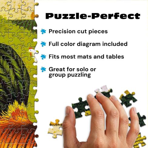 Buffalo Games Charles Wysocki Rooster Express 300 Piece Jigsaw Puzzle - Rectangular, 21.25 x 15 in - 300 Piece Puzzles for Adults - Easy Grip - Reference Poster Included in Kuwait
