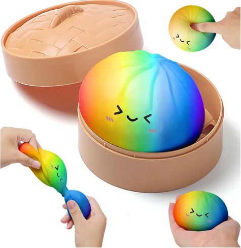 Colorful Dumpling Squishy, Rainbow Dumplings with Steamer Box, Squishy Dumpling Mystery Box, Sensory Stress Relief Toy, Anxiety Relief Toy, Soft Squeeze Easter Gifts for Teens in Kuwait