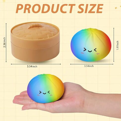Colorful Dumpling Squishy, Rainbow Dumplings with Steamer Box, Squishy Dumpling Mystery Box, Sensory Stress Relief Toy, Anxiety Relief Toy, Soft Squeeze Easter Gifts for Teens in Kuwait