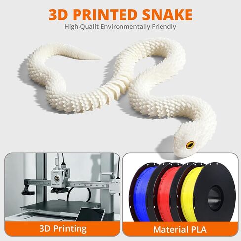 24inch Glow in the Dark 3D Printed Snake Toy, Flexible Snake Fidget Toy for ADHD Anxiety Stress Relief, Cool Desk Pet Animal that Glows at Night, Unique Birthday Gifts for Boys Girls in Saudi Arabia