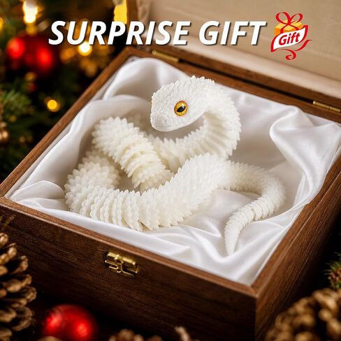 24inch Glow in the Dark 3D Printed Snake Toy, Flexible Snake Fidget Toy for ADHD Anxiety Stress Relief, Cool Desk Pet Animal that Glows at Night, Unique Birthday Gifts for Boys Girls in Saudi Arabia