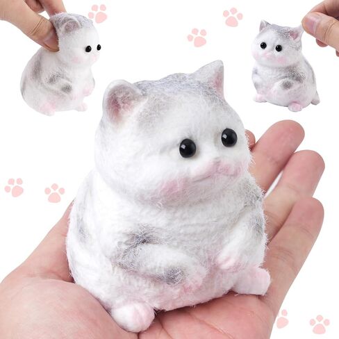 Handmade Cat Squishy Toy, Soft Cat Squeeze Toy for Adults, Stress Relief Squishy Cat Toy, Funny Desk Gifts, Travel & Office Relaxation Toy in Saudi Arabia