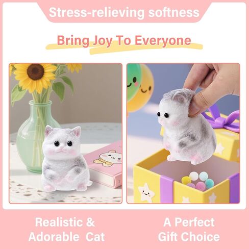 Handmade Cat Squishy Toy, Soft Cat Squeeze Toy for Adults, Stress Relief Squishy Cat Toy, Funny Desk Gifts, Travel & Office Relaxation Toy in Saudi Arabia