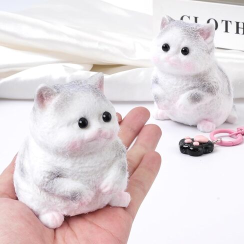 Handmade Cat Squishy Toy, Soft Cat Squeeze Toy for Adults, Stress Relief Squishy Cat Toy, Funny Desk Gifts, Travel & Office Relaxation Toy in Saudi Arabia