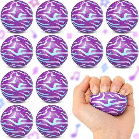 Soulchen 12 Pcs Kpop Theme Party Favors 1.97'' Stress Balls, Purple Pattern Sensory Fidget Toys Gifts for Kids Kpop Themed Birthday Party Favors Supplies, Goodie Bag Stuffers in Kuwait