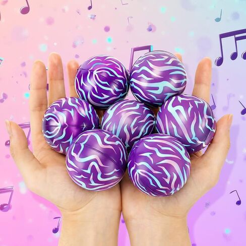 Soulchen 12 Pcs Kpop Theme Party Favors 1.97'' Stress Balls, Purple Pattern Sensory Fidget Toys Gifts for Kids Kpop Themed Birthday Party Favors Supplies, Goodie Bag Stuffers in Kuwait