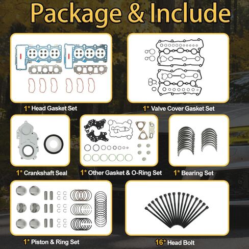 EA837 3.0 Engine Overhaul Rebuild Kit With Piston & Ring Fit For Audi A4 Q5 S5 SQ5 A5 Quattro Q7 S4 A4 A6 A7 VW Touareg V6 3.0L 2010-2017 Replace#06E103149AG 06E103483P in Saudi Arabia