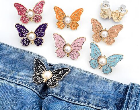Dukars Jean Buttons for Loose Jeans, No Sew Adjustable Pant Waist Tightener, Instant Detachable Pants Clips to Tighten Waist (8 Pack-butterfly) in Saudi Arabia