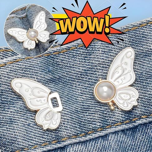 Dukars Jean Buttons for Loose Jeans, No Sew Adjustable Pant Waist Tightener, Instant Detachable Pants Clips to Tighten Waist (8 Pack-butterfly) in Saudi Arabia