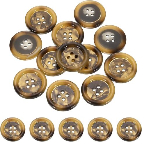 HARFINGTON 12 قطعة زر خياطة 20 مم (3/4 بوصة) 4 فتحات أزرار دائرية من الراتنج إكسسوارات الخياطة اليدوية لتزيين الملابس اليدوية، أسود-رمادي in Kuwait