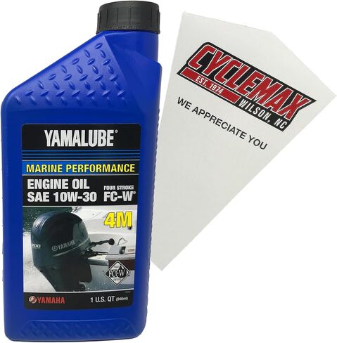 عبوة واحدة من Cyclemax متوافقة مع زيت المحرك Yamaha Yamalube Marine 10W-30 رباعي الأشواط LUB-10W30-FC-12 يحتوي على ربع لتر وقمع in Kuwait