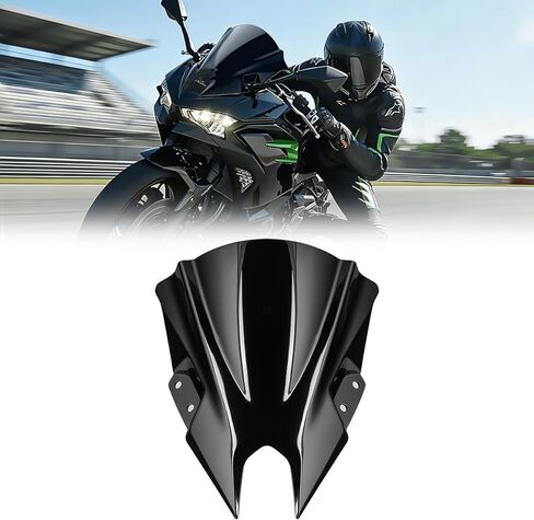 Motorcycle Windshield Fit for 15" Ninja 500 Windscreen 2024 2025 2026 Ninja500 SE Double Bubble Wind Deflector Screen Visor Flyscreen Black in Saudi Arabia