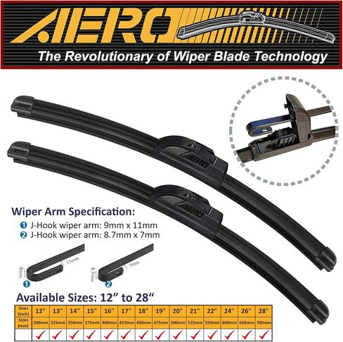 شفرات ممسحة الزجاج الأمامي الممتازة AERO Voyager 15"+15" مع عبوات مطاطية إضافية، استبدال OEM لسيارة Jeep Wrangler 2017-2007 مع عبوة مطاطية إضافية + ضمان لمدة عام (مجموعة من 2) in Kuwait