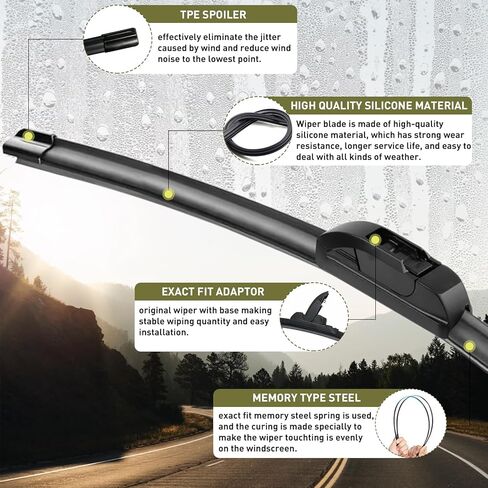 22"+22" Windshield Wiper Blades All-Season Durable and Stable Wiper Blades Original Factory Quality J/U Hook(Set of 2) in Saudi Arabia