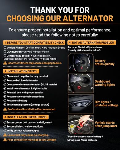 Alternator 11570 Fit for Dodge Grand Caravan 2011-2016 3.6L, Journey 2011-2020, for Chrysler 200 Volkswagen Routan 2011-2014, Ram C/V 2012-2015 Automotive Replacement Alternators 7B0-903-015C in Kuwait